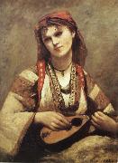 Corot Camille Christine Nilson or Bohemia with Mandolin oil painting artist